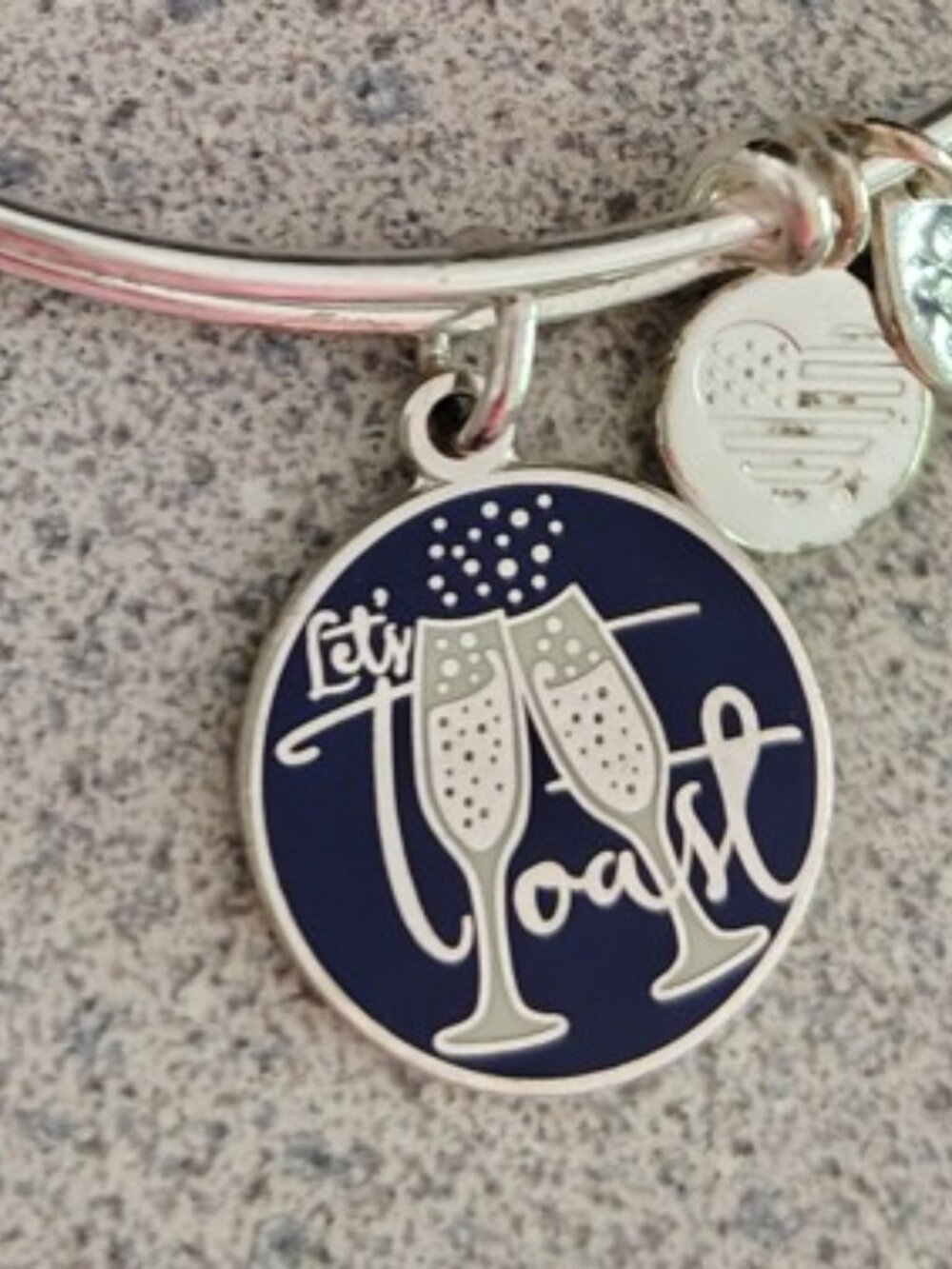 Alex and Ani Toast Champagne silver Bangle charm 147